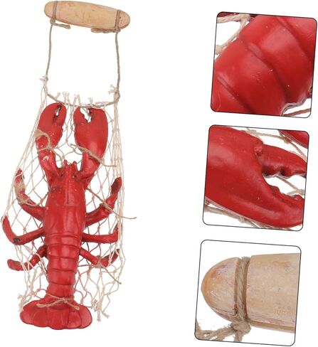 Garneck Red Lobster Wall Art Hanging Decor - Nautical Resin Sculpture Pendant for Living Room and Bedroom - Unique Lobster Serving Tray Statue for Coastal Home Decor in Saudi Arabia