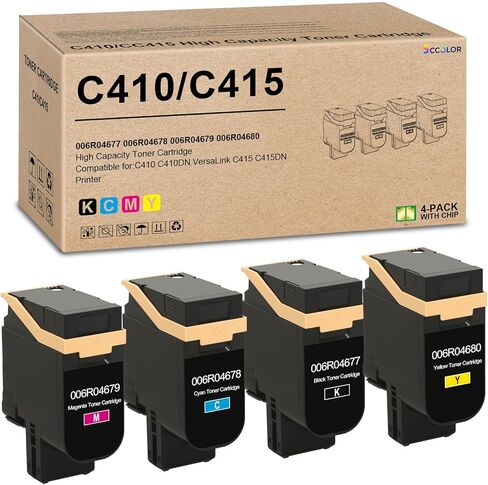 C410 C415 Toner Cartridges High Capacity Compatible for Xerox 006R04677 006R04678 006R04679 006R04680 Black Cyan Magenta Yellow Replacement for Xerox C410 C410DN VersaLink C415 C415DN Printer in Saudi Arabia