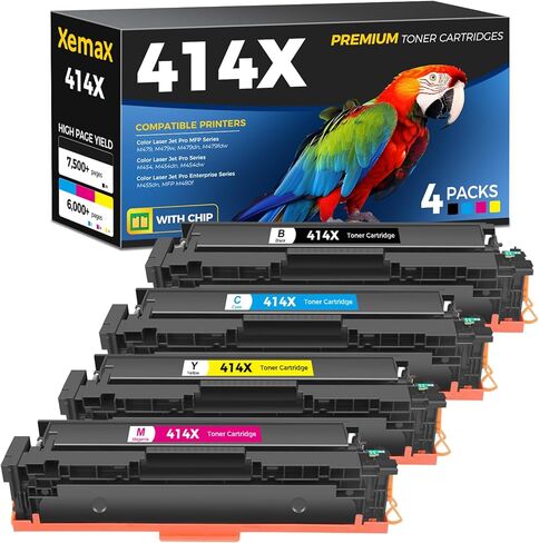 خراطيش حبر 414X 4 عبوات متوافقة مع حبر HP 414X W2020X 414A W2020A متوافق مع طابعات HP Color Laser Jet Pro M454 M454dn M454dw MFP M479 M479w M479dn M479fdw Enterprise M455dn MFP M480f in Saudi Arabia