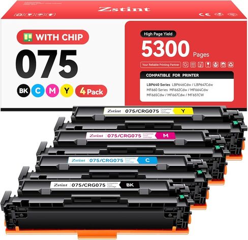 075 Toner Cartridge Set 4-Pack with Chip Replacement for Canon 075 075H Toner Compatible with LBP646Cdw MF662Cdw MF664Cdw MF665Cdw LBP647Cdw LBP640 MF660 Laser Printer Ink Black Cyan Yellow Magenta in Kuwait