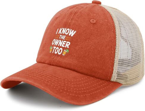 I Know The Owner Too Hat for Womens Baseball Cap Stylish Washed Running Hats Saffron in Saudi Arabia