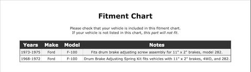 طقم ضغط لقمة فرامل الطبلة الأمامية متوافق مع Ford F-100 1975 1974 1973 1972 1971 1970 1969 1968 P-3618325 in Saudi Arabia