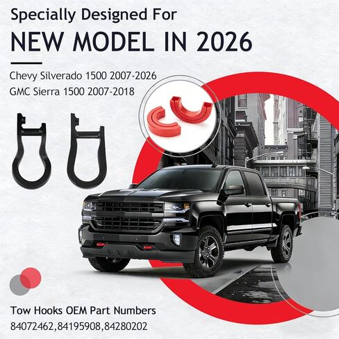 Tow Hooks Covers Fits for Chevy Silverado 1500 2007-2025,Front Tow Hooks Covers for Chevy Silverado 1500 Accessories 2007-2025 （Red） in Kuwait
