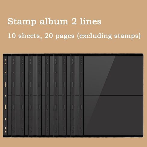 10 Pieces Stamp Collecting Supplies Stamp Collector Pages Album Sheets with Standard 9 Hole Binder Sleeves (Stamp Pages 2rows) in Saudi Arabia