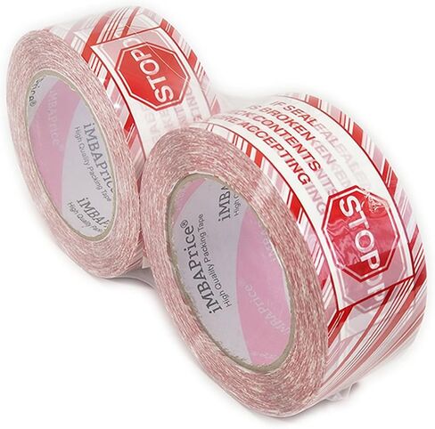 iMBAPrice Security Tape - Printed Message"IF Seal is Broken Check Contents Before Accepting" 6 Roll of 110 Yards(330 Feet x 6) 2" Wide Stop Sign Shipping Packaging Tape in Kuwait