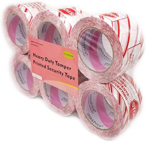 iMBAPrice Security Tape - Printed Message"IF Seal is Broken Check Contents Before Accepting" 6 Roll of 110 Yards(330 Feet x 6) 2" Wide Stop Sign Shipping Packaging Tape in Kuwait