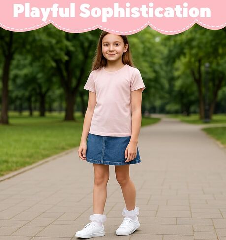 عبوة من 3 جوارب بيضاء مكشكشة، جوارب نسائية مكشكشة من الدانتيل للكاحل مع تصميم على شكل عروة، مريحة ومسامية للارتداء اليومي، نمط الأميرة in Kuwait