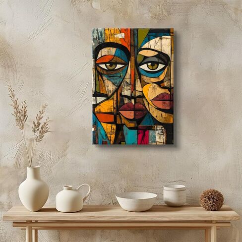 DIACEES African Abstract Wall Art African Modern Tribal Mask Wall Decor Symbol Culture Canvas Poster Mixed Tones Graffiti Picture Perfect for Bedroom Living Room Wall Decor (12x16in Canvas) in Saudi Arabia