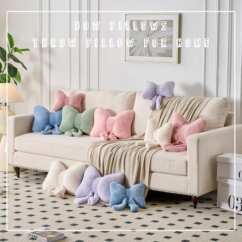 وسادة على شكل فيونكة وسائد زخرفية ديكور منزلي جمالي وسائد مقعد ناعمة وسادة رمي لطيفة للأريكة وديكور غرفة على شكل فيونكة وردي 12 * 9 بوصة in Kuwait