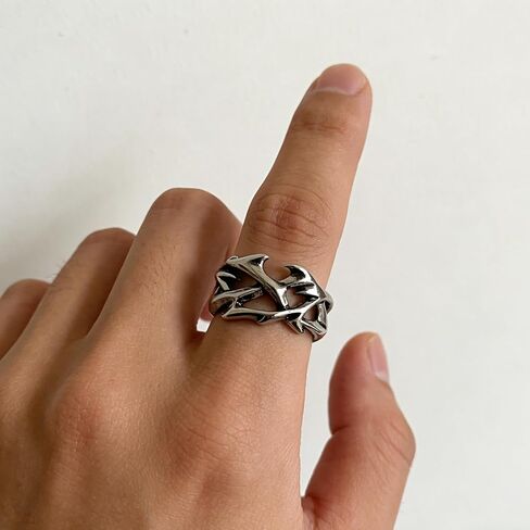 Thorns Ring for Men Women Silver Aging Crown of Thorns Rings Hollow Thorns Ring in Kuwait