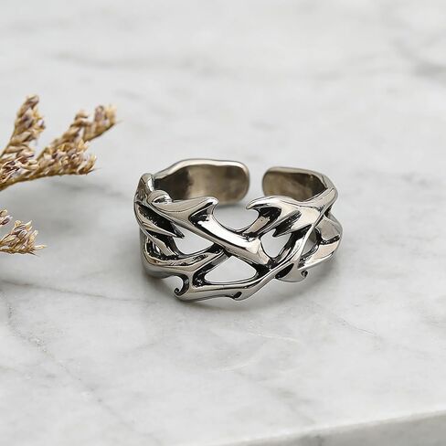 Thorns Ring for Men Women Silver Aging Crown of Thorns Rings Hollow Thorns Ring in Kuwait