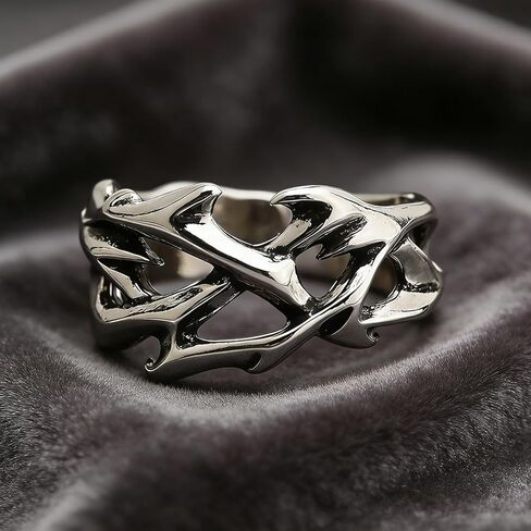 Thorns Ring for Men Women Silver Aging Crown of Thorns Rings Hollow Thorns Ring in Kuwait
