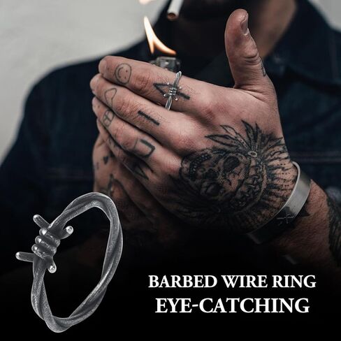 Barbed Wire Rings for Men Women Stainless Steel Gothic Punk Ring Jewelry Fashion Statement Emo Rings Size 7/8/9/10/11/12/13 in Kuwait