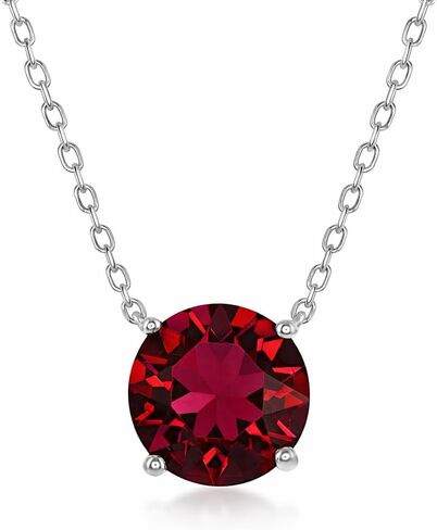 Beaux Bijoux Birthstone Necklace for Women – Sterling Silver Crystal Birth Month Pendant Necklace, 18 Inch Chain, Birthday Gift Jewelry for Her in Saudi Arabia