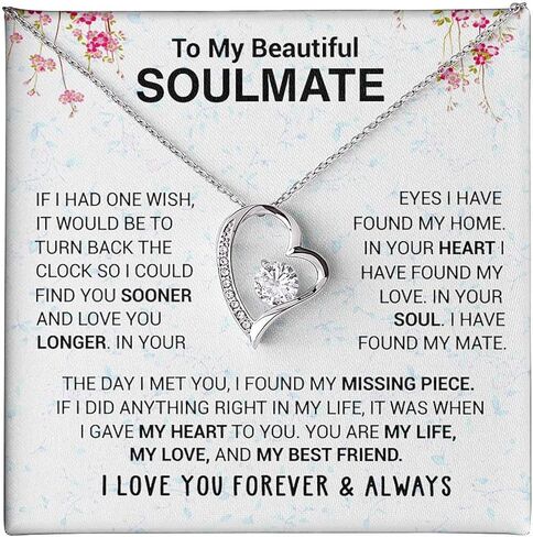 To My Beautiful Soulmate Necklace for Women – Romantic Necklace for Wife from Husband or Girlfriend from Boyfriend – Soulmate Jewelry Gift for Birthday, Anniversary, Christmas with Gift Box in Saudi Arabia
