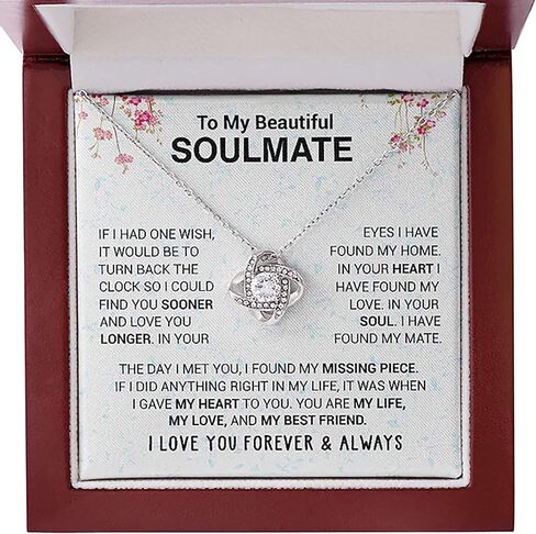 To My Beautiful Soulmate Necklace for Women – Romantic Necklace for Wife from Husband or Girlfriend from Boyfriend – Soulmate Jewelry Gift for Birthday, Anniversary, Christmas with Gift Box in Saudi Arabia