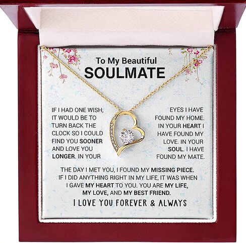 To My Beautiful Soulmate Necklace for Women – Romantic Necklace for Wife from Husband or Girlfriend from Boyfriend – Soulmate Jewelry Gift for Birthday, Anniversary, Christmas with Gift Box in Saudi Arabia