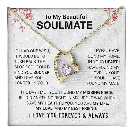 To My Beautiful Soulmate Necklace for Women – Romantic Necklace for Wife from Husband or Girlfriend from Boyfriend – Soulmate Jewelry Gift for Birthday, Anniversary, Christmas with Gift Box in Saudi Arabia