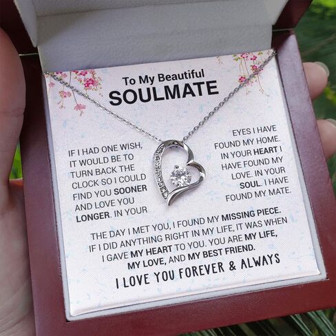 To My Beautiful Soulmate Necklace for Women – Romantic Necklace for Wife from Husband or Girlfriend from Boyfriend – Soulmate Jewelry Gift for Birthday, Anniversary, Christmas with Gift Box in Saudi Arabia