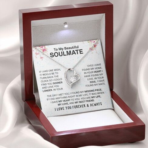 To My Beautiful Soulmate Necklace for Women – Romantic Necklace for Wife from Husband or Girlfriend from Boyfriend – Soulmate Jewelry Gift for Birthday, Anniversary, Christmas with Gift Box in Saudi Arabia
