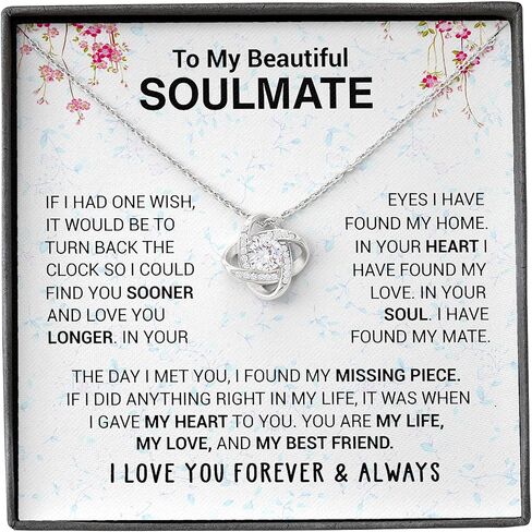 To My Beautiful Soulmate Necklace for Women – Romantic Necklace for Wife from Husband or Girlfriend from Boyfriend – Soulmate Jewelry Gift for Birthday, Anniversary, Christmas with Gift Box in Saudi Arabia