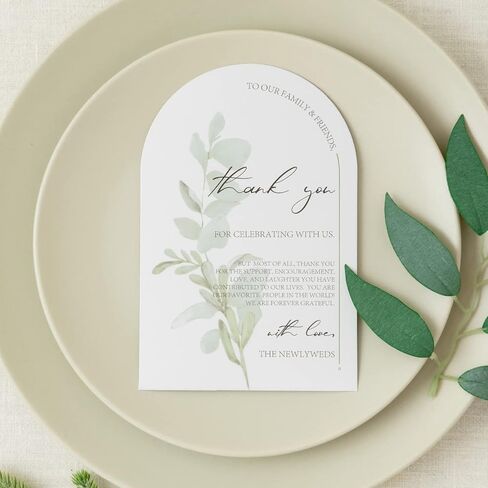 Crisky Arch Design Greenery Thank You Place Setting Cards, 100 Pcs, Chic and Elegant Wedding Table Centerpieces and Decorations, 4 x 6 inch in Saudi Arabia