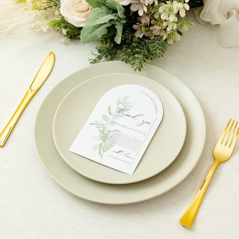 Crisky Arch Design Greenery Thank You Place Setting Cards, 100 Pcs, Chic and Elegant Wedding Table Centerpieces and Decorations, 4 x 6 inch in Saudi Arabia