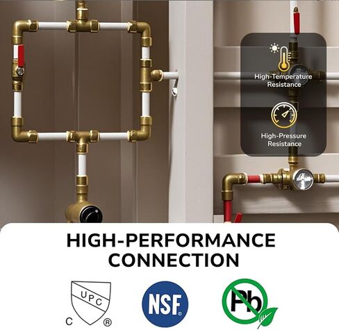 1/2" Push to Conect Tee for PEX, Copper, CPVC Pipe, Brass Plumbing Fitting with Upgraded Stiffener (6 Pack) in Kuwait