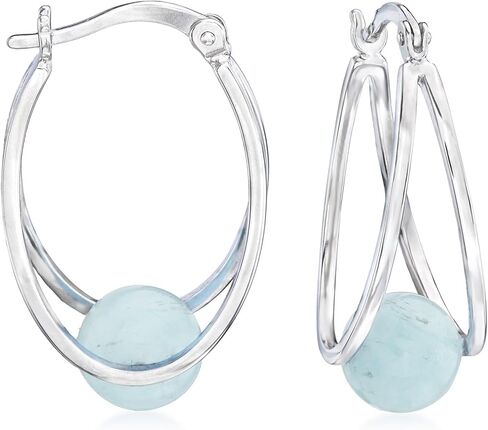 Ross-Simons Gemstone Double Hoop Earrings in Sterling Silver in Kuwait