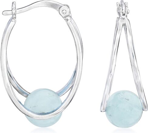 Ross-Simons Gemstone Double Hoop Earrings in Sterling Silver in Kuwait