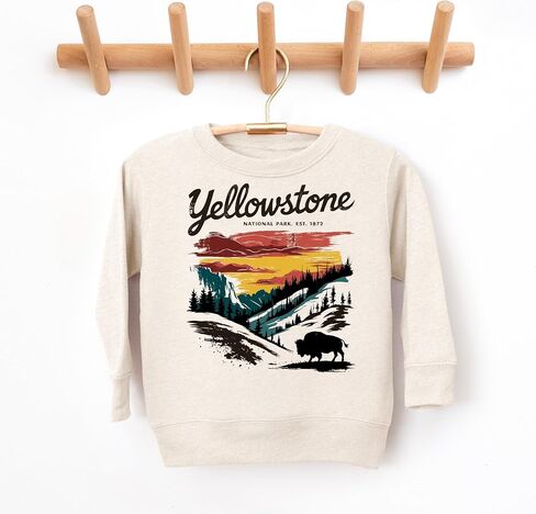 Yellowstone National Park Sweatshirt, Vintage Scenic Design with Buffalo in Saudi Arabia