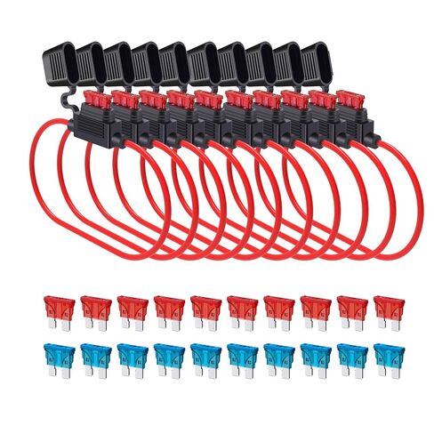 16 AWG Inline Fuse Holder ATC/ATO, SIM&NAT 10 Packs Automotive Blade Fuse Holder with 20PCS Standard Car Fuses, 10A 15A Automotive Replacement Fuses in Kuwait