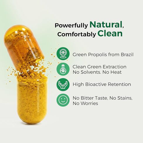 LABO Nutrition Brazilian Green Propolis Ultimate - Contains >7% or 28mg per Serving Artepillin C & >5% Flavonoids, for Immune & Brain Support, Natural, High Concentrate & Premium, 60 Veg Capsules in Kuwait