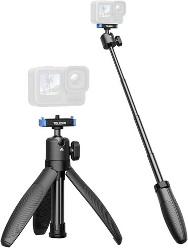 TELESIN عصا سيلفي بمقبض ثلاثي القوائم لهاتف GoPro| حامل مثبت كروي 360 درجة، عمود تمديد لـ Go Pro Max 12 11 10 9 8 7 Insta360 X3 X4 Ace Pro DJI Action 4 Pocket 3 ملحقات in Saudi Arabia