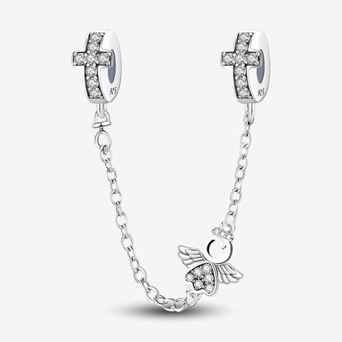 1Pc Fashionable Silver Safety Chain Beads Charms Fit DIY Jewelry Matching And Daily Outfit Decoration Gift For Women in Saudi Arabia