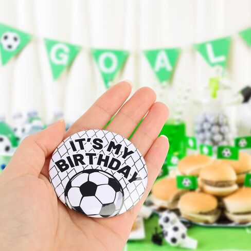Soccer Its My Birthday Pin, 5.8cm/2.3in Football Theme Happy Birthday Button Badge for Men Women Kids Adults Celebration Party Decoration & Gift in Saudi Arabia