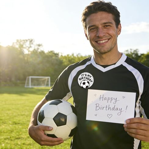 Soccer Its My Birthday Pin, 5.8cm/2.3in Football Theme Happy Birthday Button Badge for Men Women Kids Adults Celebration Party Decoration & Gift in Saudi Arabia