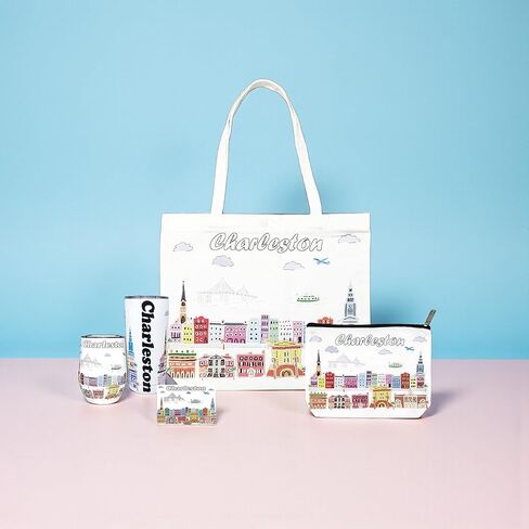 City Themed Artwork Tote Bag with Zipper Series- Designed in the USA, 17"x14", Souvenir & Gift in Saudi Arabia