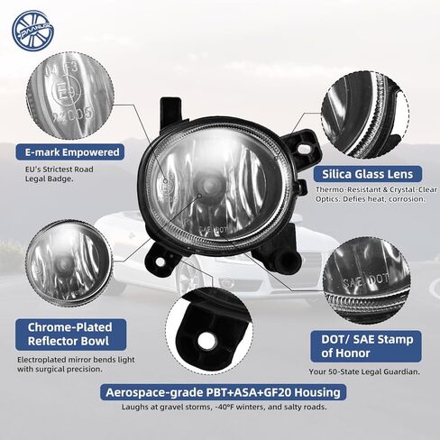 مصابيح الضباب SAE J583 لسيارة Audi A4/A5/A6/Q3/S5/S6 & VW CC 2008-2018 - مصابيح ضباب بديلة مباشرة مع تركيب OE (شفاف) in Kuwait