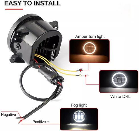 Fog Lights Assembly Kit for Hummer H3 H3T 2005-2010 Driving Lamp Aluminum Housing Black White Halo Ring,Yellow Wire: Amber Turn Light 2pcs in Kuwait