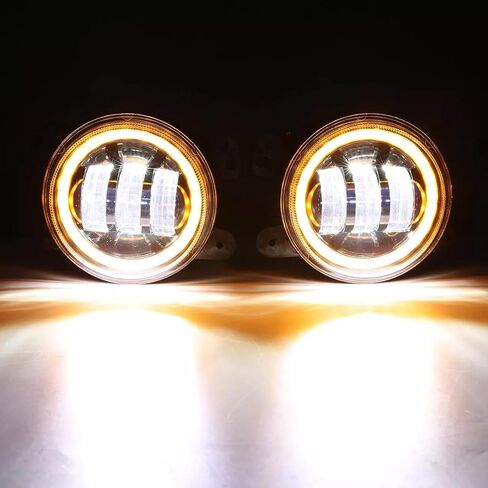 Fog Lights Assembly Kit for Hummer H3 H3T 2005-2010 Driving Lamp Aluminum Housing Black White Halo Ring,Yellow Wire: Amber Turn Light 2pcs in Kuwait