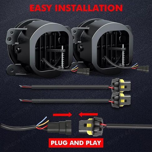 Fog Lights Assembly Kit for Hummer H3 H3T 2005-2010 Driving Lamp Aluminum Housing Black White Halo Ring,Yellow Wire: Amber Turn Light 2pcs in Kuwait