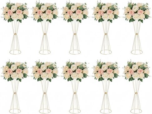 Set of 4 Wedding Centerpieces Geometric High Gold Vases - 23.6" Floral Table Decorations Metal Vases for Wedding Anniversary Celebration Party Birthday Events Aisle Home Decor in Kuwait