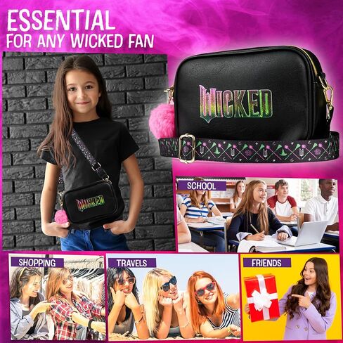 Wicked Crossbody Bag for Girls, Teens Faux Leather Shoulder Sling Messenger Bag Girls Travel Essentials Fanny Pack Purse Theater Gifts for Her in Saudi Arabia