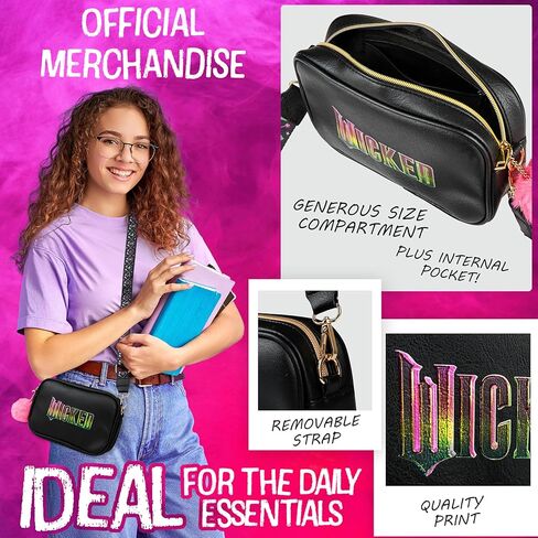 Wicked Crossbody Bag for Girls, Teens Faux Leather Shoulder Sling Messenger Bag Girls Travel Essentials Fanny Pack Purse Theater Gifts for Her in Saudi Arabia