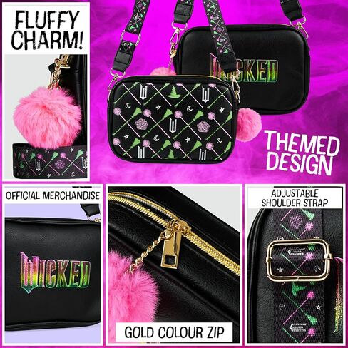 Wicked Crossbody Bag for Girls, Teens Faux Leather Shoulder Sling Messenger Bag Girls Travel Essentials Fanny Pack Purse Theater Gifts for Her in Saudi Arabia