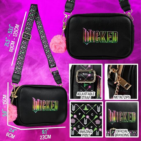 Wicked Crossbody Bag for Girls, Teens Faux Leather Shoulder Sling Messenger Bag Girls Travel Essentials Fanny Pack Purse Theater Gifts for Her in Saudi Arabia