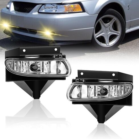 مجموعة مصابيح الضباب LED لـ 1999 2000 2001 2002 2003 2004 Ford Mustang، زوج من مصابيح الضباب مع عدسة واضحة وإطار - جانب السائق والراكب in Saudi Arabia