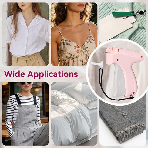 مسدس خياطة Aisoso للملابس، مسدس خياطة محمول باللون الوردي، مثبت سريع للملابس، طقم خياطة 0.5 مم يتضمن 1500 مشبك أسود و1500 مشبك أبيض in Kuwait