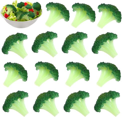 Giegxin 15 Pcs Fake Broccoli Slice Fake Artificial Vegetables Broccolis Simulation Plastic Lifelike Realistic Food for House Party Pub Restaurant Ornament Kitchen Store Decoration Food Model Prop in Saudi Arabia